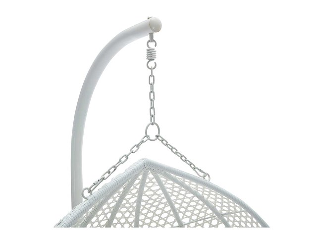 2-zits resin hangstoel - wit en beige kussen - afbeelding 9 van  10