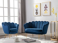 2-zits schelpbank in middernachtblauw fluweel door pascal morabito - afbeelding 1 van  8