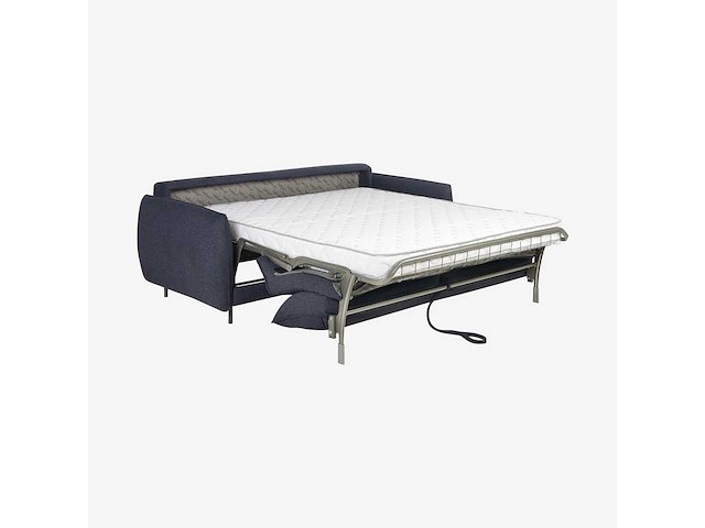 2-zits slaapbank - slaap 140 cm - hoogveerkrachtschuimmatras 14 cm - lipari-stof denim blauw - afbeelding 1 van  12