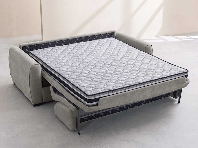 2-zits slaapbank - slaapt 140 cm - matrassen 16 cm - waterafstotend chenille-stof lugano - olivgroen - afbeelding 1 van  7