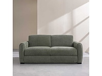 2-zits slaapbank - slaapt 140 cm - matrassen 16 cm - waterafstotend chenille-stof lugano - olivgroen - afbeelding 2 van  7