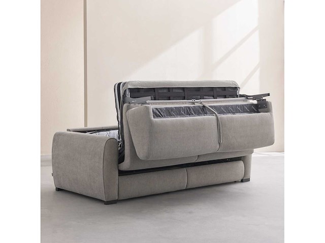 2-zits slaapbank - slaapt 140 cm - matrassen 16 cm - waterafstotend chenille-stof lugano - olivgroen - afbeelding 5 van  7
