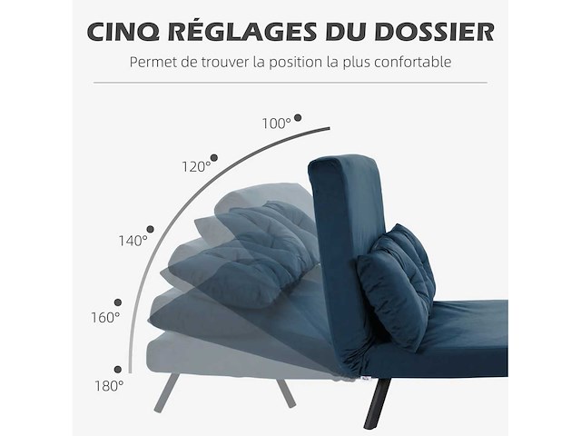 2-zits slaapbank met 5-niveaus verstelbare rugleuning - afbeelding 6 van  7