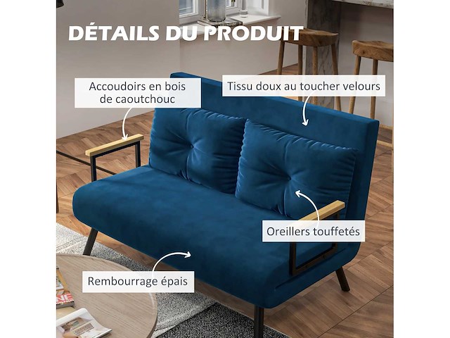 2-zits slaapbank met 5-niveaus verstelbare rugleuning - afbeelding 7 van  7