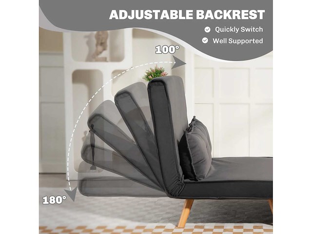 2-zits slaapbank, slaapbank met verstelbare rugleuning - afbeelding 6 van  8