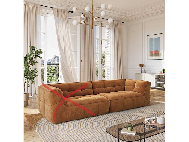 2-zits stoffen chaise longue - donker oker - afbeelding 1 van  6