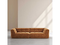 2-zits stoffen chaise longue - donker oker - afbeelding 2 van  6