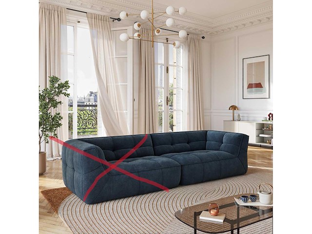 2-zits stoffen chaise longue - oceaanblauw - afbeelding 1 van  6
