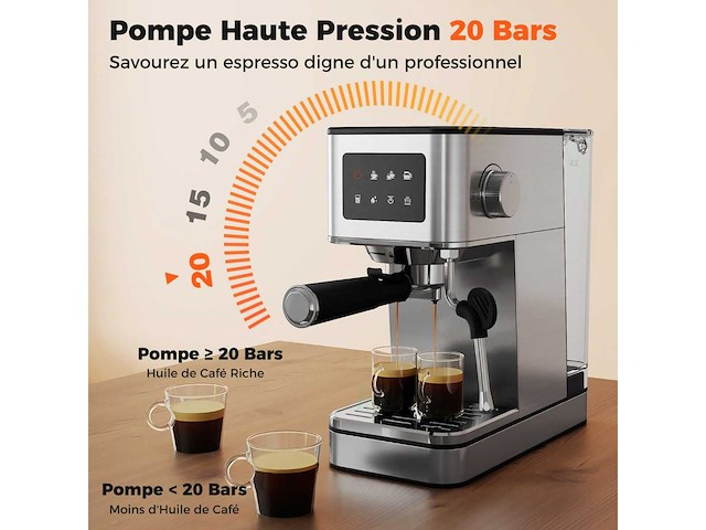 20 bar espresso koffiemachine met steam wand touchscreen - afbeelding 6 van  8