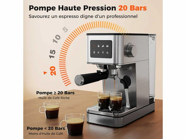 20 bar espresso koffiemachine met steam wand touchscreen - afbeelding 7 van  9