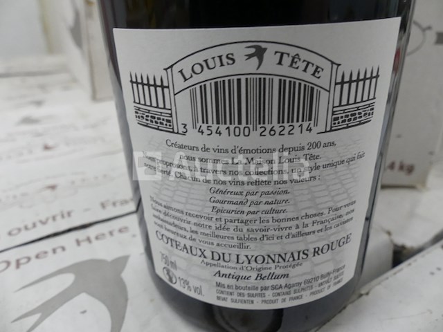 20 dozen van 6 flessen coteaux du lyonnais antique belhum rode wijn - afbeelding 3 van  5