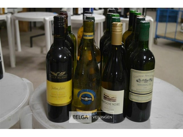 ±20 flessen diverse wijnsoorten - afbeelding 1 van  4