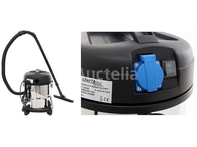 20 l nat- en droogstofzuiger met geïntegreerde kraft&dele-aansluiting - afbeelding 1 van  2