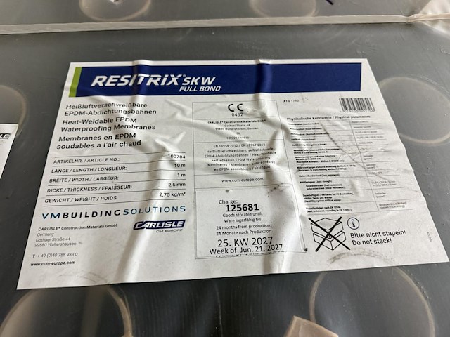 20 rollen resitrix skw epdm 10m/rol - afbeelding 2 van  5
