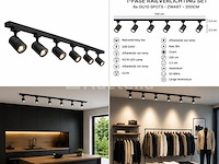20 x 1-fase railverlichting set – 2 meter – zwart – inclusief 6 x gu10 railspots