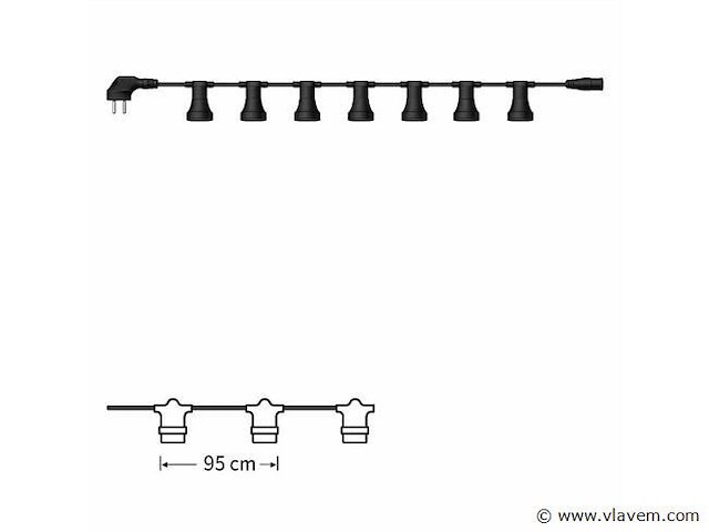 20 x 10 meter koppelbare prikkabel – e27 – ip44 – met stekker – zwart - afbeelding 2 van  5