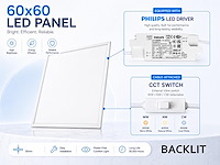 20 x 40w 3 kleur cct 60*60 inbouw backlit led panelen philips driver wit - afbeelding 7 van  8