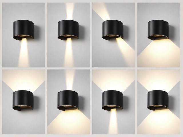 20 x 7w led zwart wandlamp rond duo licht verstelbaar waterdicht - afbeelding 5 van  10