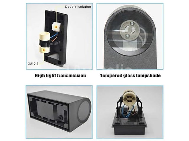 20 x buiten wandlamp – gu10 – dubbele lichtuitgang – ip65 – zwart - afbeelding 5 van  5