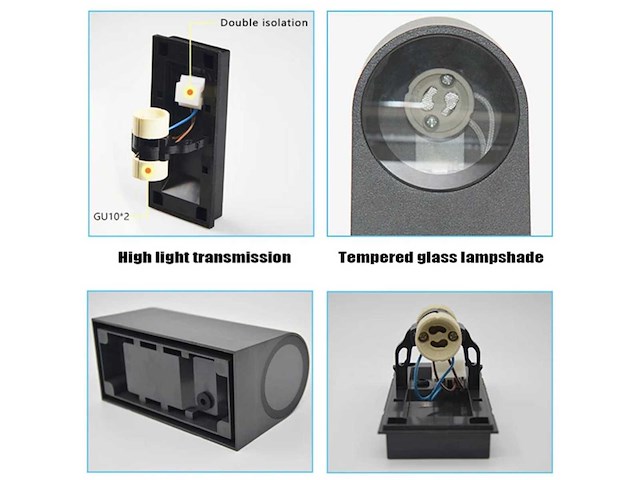 20 x buiten wandlamp – gu10 – dubbele lichtuitgang – ip65 – zwart - afbeelding 2 van  15