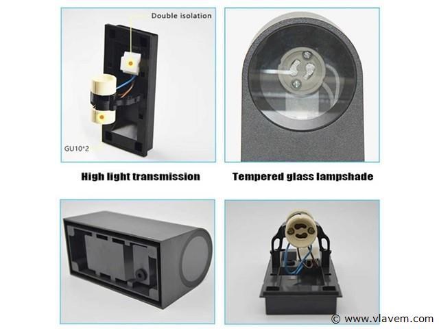 20 x buiten wandlamp – gu10 – dubbele lichtuitgang – ip65 – zwart - afbeelding 5 van  5