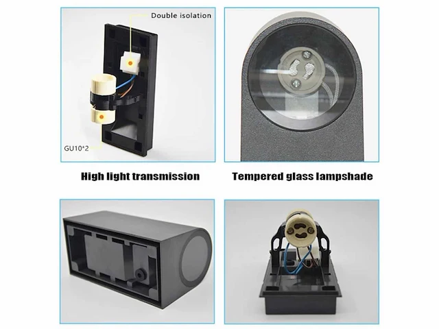 20 x buiten wandlamp – gu10 – dubbele lichtuitgang – ip65 – zwart - afbeelding 7 van  15