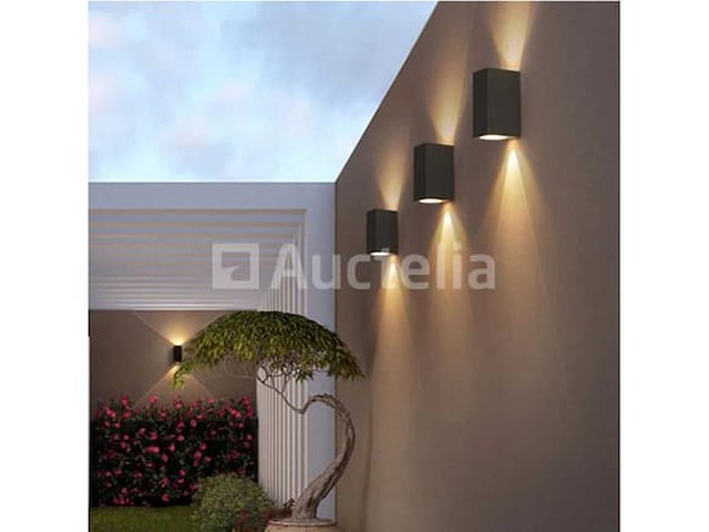 20 x buiten wandlamp – gu10 – rechthoek – dubbele lichtuitgang – ip65 – zwart - afbeelding 3 van  4