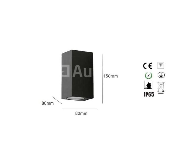20 x buiten wandlamp – gu10 – rechthoek – dubbele lichtuitgang – ip65 – zwart - afbeelding 4 van  4