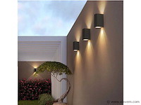 20 x buiten wandlamp – gu10 – rechthoek – dubbele lichtuitgang – ip65 – zwart - afbeelding 2 van  4