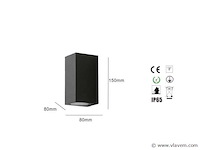 20 x buiten wandlamp – gu10 – rechthoek – dubbele lichtuitgang – ip65 – zwart - afbeelding 4 van  4