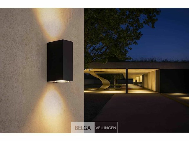 20 x buiten wandlamp – gu10 – rechthoek – dubbele lichtuitgang – ip65 – zwart - afbeelding 2 van  5