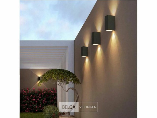 20 x buiten wandlamp – gu10 – rechthoek – dubbele lichtuitgang – ip65 – zwart - afbeelding 3 van  5