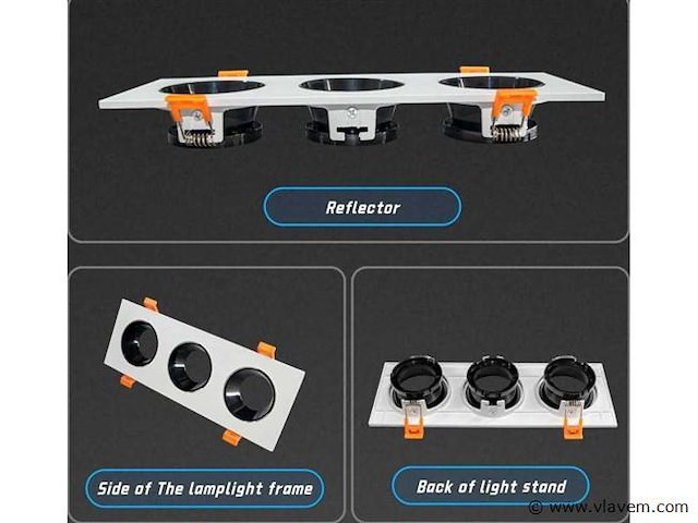 20 x downlight fitting – draaibaar – gu10 – wit/zwart – ip20 – ep-3 - afbeelding 3 van  5