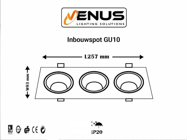 20 x downlight fitting – draaibaar – gu10 – wit/zwart – ip20 – ep-3 - afbeelding 5 van  6