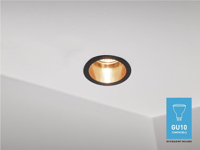 20 x gu10 inbouw armatuur zwart en goud met lamphouder - afbeelding 2 van  5