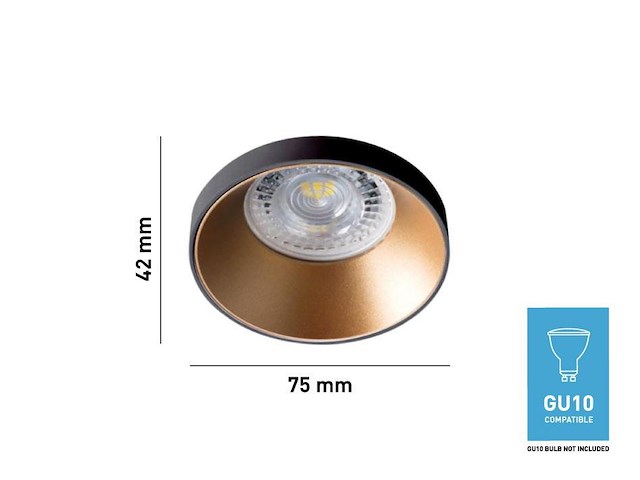 20 x gu10 inbouw armatuur zwart en goud met lamphouder - afbeelding 5 van  6