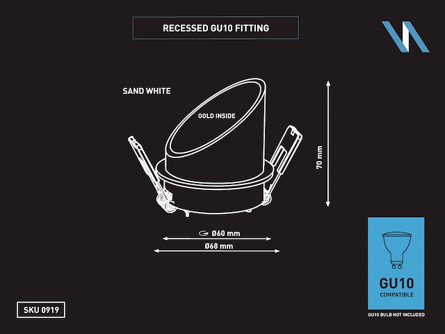 20 x gu10 inbouw design armatuur cilinder zand wit en zwart met lamphouder - afbeelding 3 van  5