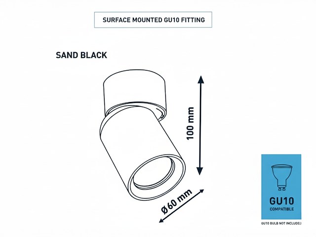 20 x gu10 opbouwspot armatuur cilinder zand zwart en goud draaibaar - afbeelding 5 van  5