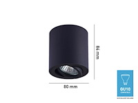 20 x gu10 opbouwspot armatuur zwart kantelbaar 8,4cm - afbeelding 6 van  6