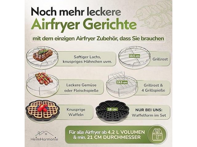 20 x heimharmonie airfryer accessoires 10delig - afbeelding 2 van  2