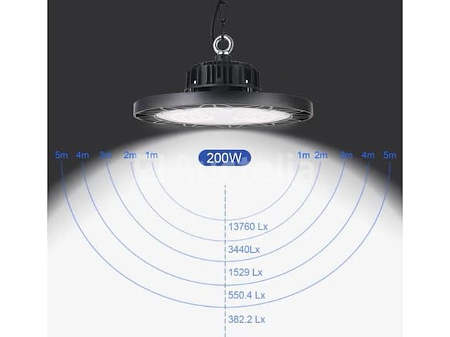20 x highbay ufo 200w – pro design – instelbaar vermogen (60% / 80% / 100%) – 6500k cool white - afbeelding 9 van  9