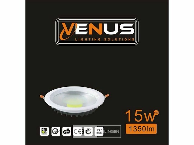 20 x led downlight – 15w – 3000k warm wit – ip20 - afbeelding 6 van  6