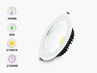 20 x led downlight – 30w – 6500k koud wit – cob – ip20 - afbeelding 1 van  4