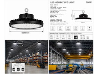 20 x led highbay ufo pro 100w – instelbaar 60% / 80% / 100% – 6500k – web-100 - afbeelding 5 van  6