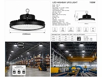 20 x led highbay ufo pro 100w – instelbaar 60% / 80% / 100% – 6500k – web-100 - afbeelding 6 van  6