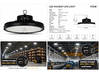 20 x led highbay ufo pro 150w – instelbaar 60% / 80% / 100% – 6500k – web-150 - afbeelding 1 van  1