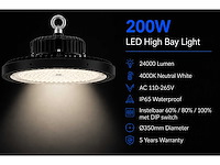 20 x led highbay ufo pro 200w – instelbaar 60% / 80% / 100% – 4000k – web-200 - afbeelding 1 van  5