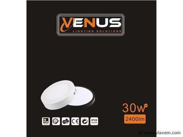 20 x led-paneel – opbouwmontage – rond – 30w – 6500k – koud wit - afbeelding 4 van  4