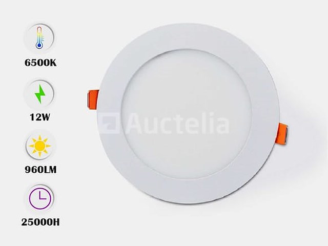 20 x led paneel – rond inbouw – 12w – 6500k koud wit – ip20 - afbeelding 4 van  4