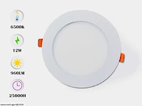 20 x led paneel – rond inbouw – 12w – 6500k koud wit – ip20 - afbeelding 2 van  5